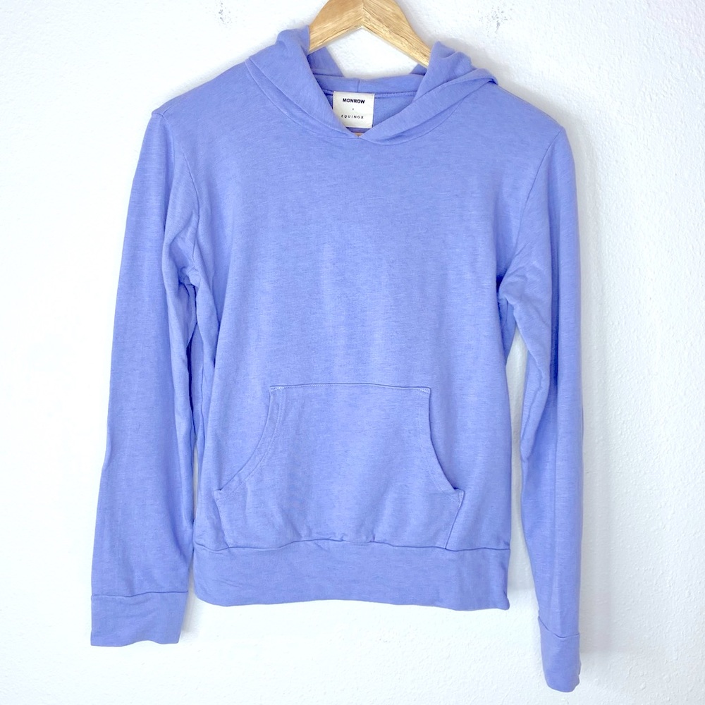 Monrow Lilac Purple Hooded Pullover Sweatshirt S